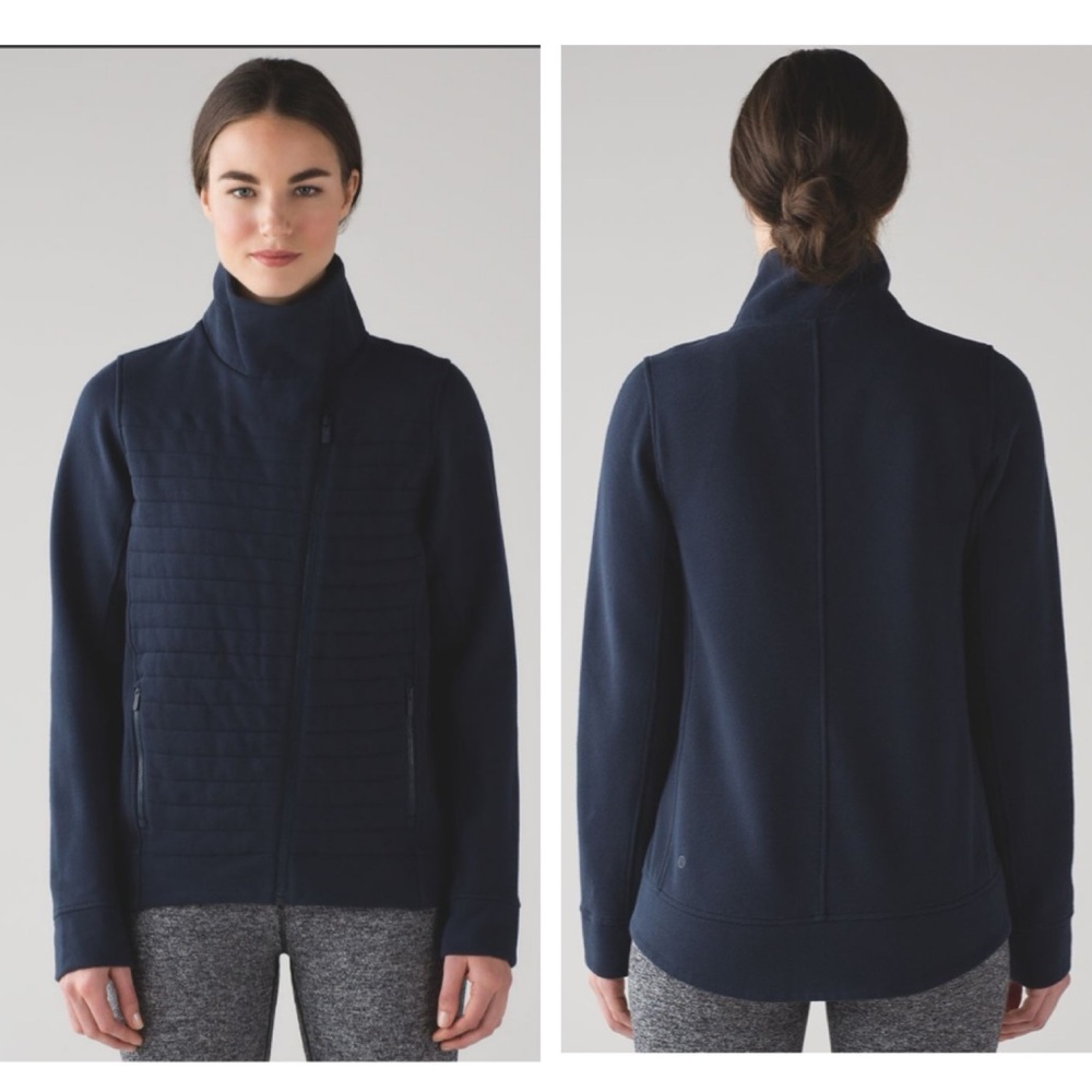 Lululemon Fleece Be True Jacket Cotton Fleece Zipper Quilted Pockets Top Snaps